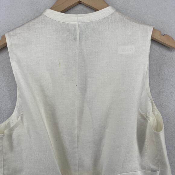 LAUREN RALPH LAUREN Vest Womens 10 Linen Waistcoat Button Front Woven Off White - Picture 7 of 14